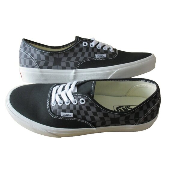 Vans Men\'s Authentic Warped Checkerboard Black White Skate shoes Size 10 NIB main image 4